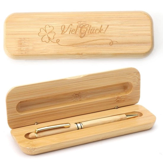 Regalo di successo per il nuovo impiego, penna in legno per il congedo di un collega, doni per il nuovo lavoro, doni per l'inizio degli studi, penna in legno a forma di foglia di trifoglio.