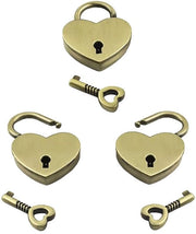 Hanger Mini a 3 pezzi - Forma a cuore - Chiusura a chiave - Antico - Lega - 30 x 39 mm - Hanger a cuore
