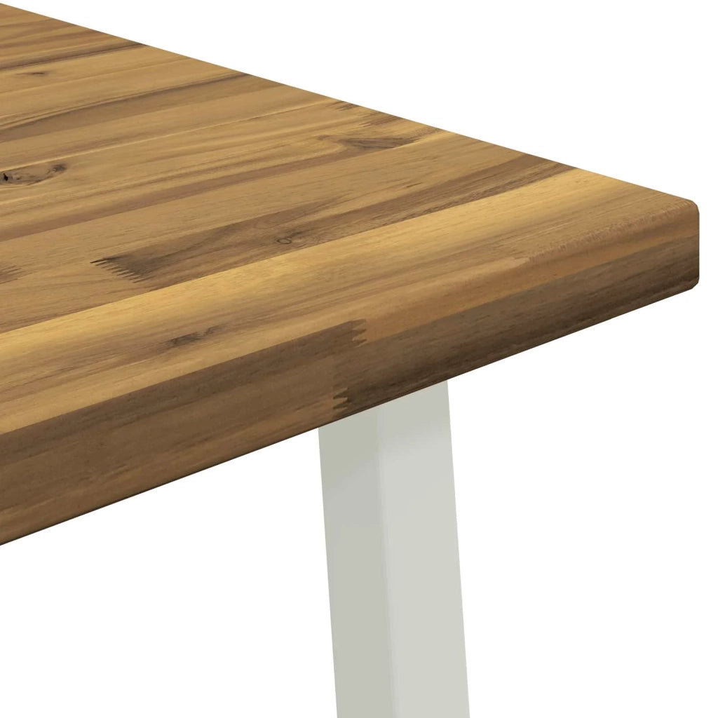 70 x 70 x 75 cm Legno di Acacia Massello Bianco Quadrato 937592