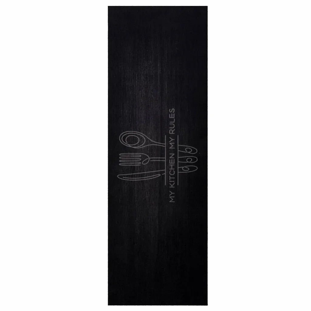 Tappeto da Cucina-Tappetino da Cucina Posate Nero 180 x 60 cm Velluto