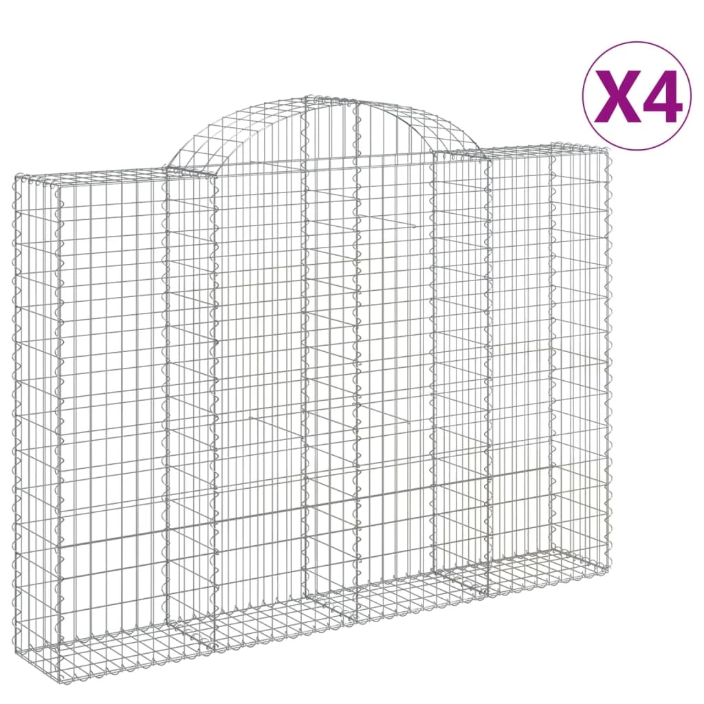 Set di 4 gabbioni ad arco per recinzione gabbia o muro di contenimento 200 x 30 x 140/160 cm ferro zincato argento 02_0041424