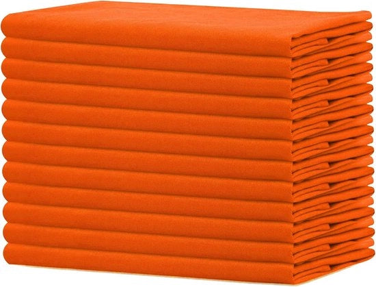 Serviette in cotone 100%, grande extra, 45 x 45 cm, arancione, tessuto pesante per uso quotidiano, con angoli di allacciatura, 12 pezzi