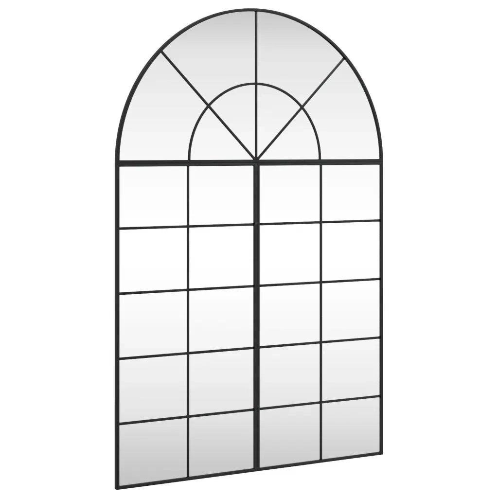 Specchio da Parete-Specchio a Muro-Specchio Decorativo Nero 100x150 cm Arco in Ferro
