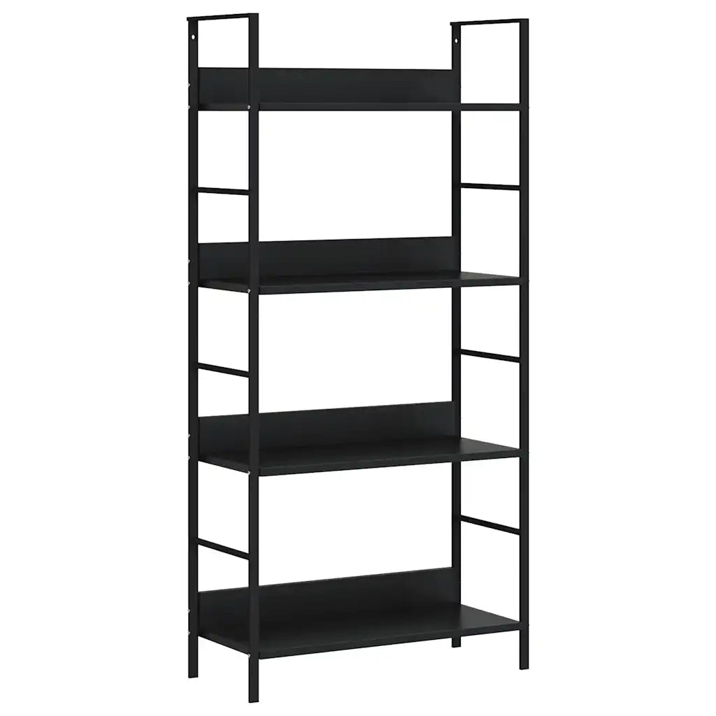Scaffale Libri 4 Ripiani Nero 60x27,6x124,5cm Legno Multistrato 288222