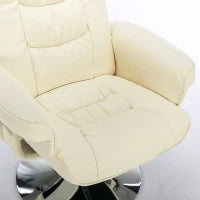 Poltrona girevole massaggiante a 5 punti con funzione riscaldante, in pelle PU, per soggiorno e camera da letto, 79x79x106 cm, Beige