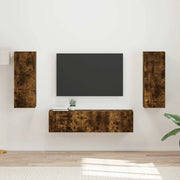 Set mobile TV 2 pz-Credenza per TV Rovere fum¨¦ Legno multistrato 213048