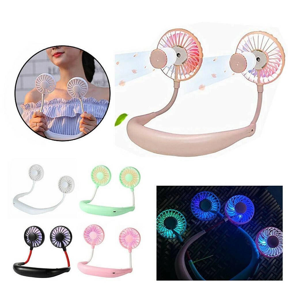 Trade Shop - Doppio Ventilatore Portatile Usb Sport Ricaricabile Aromaterapia Led Profumo -