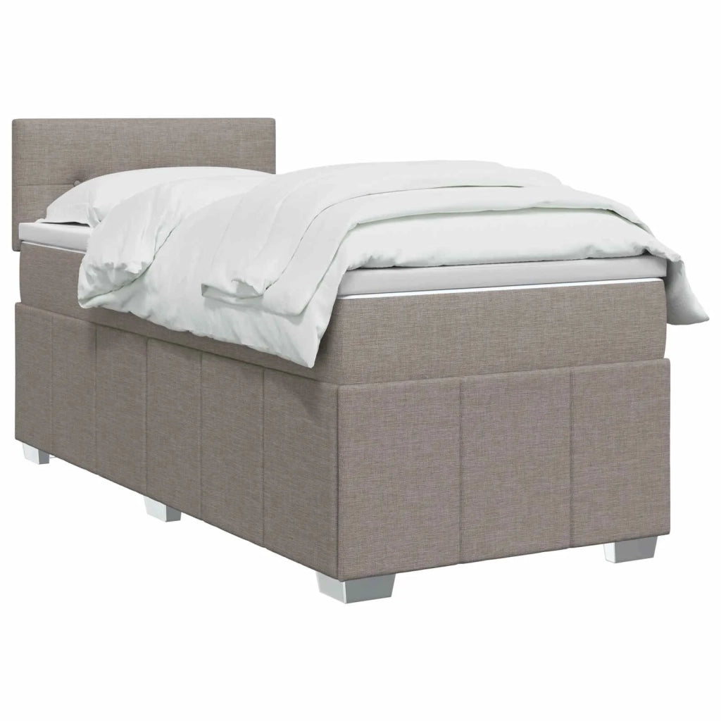 Letto box spring con materasso Tortora 100 x 200 cm Tessuto 3451147
