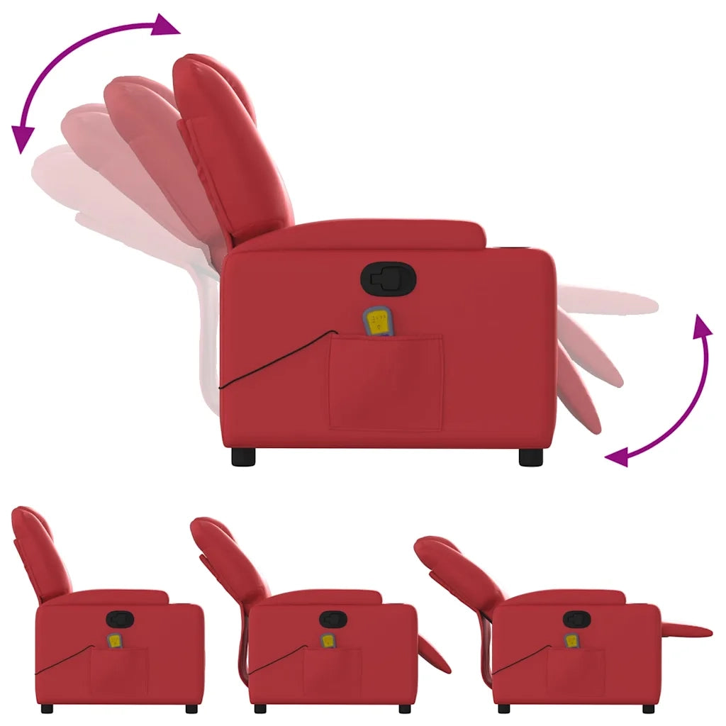 Poltrona Massaggiante | Sedia Relax Reclinabile Rossa in Similpelle