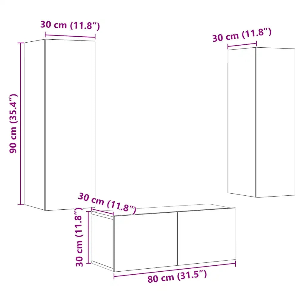 Mobili TV a Parete 3 pz | Armadietto TV | Mobile Porta TV Legno Antico in Legno Multistrato