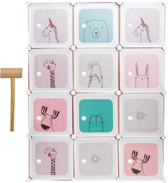 Cassettiera per bambini DIY lavanderia con 12 ante in legno roso contenitore per abiti - maniglie per abiti - montaggio separato