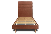 Letto 90x200 cm con testiera in linea - tessuto bouclé