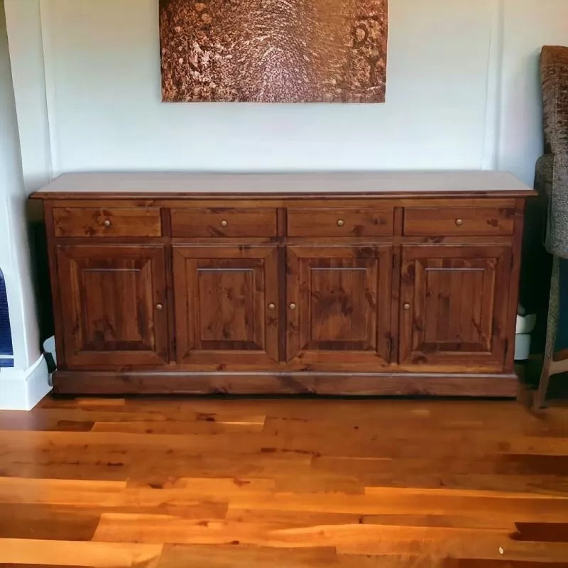Madia credenza 4 porte massello pino rustica tinta noce 195x42x85 - Mobili 2G