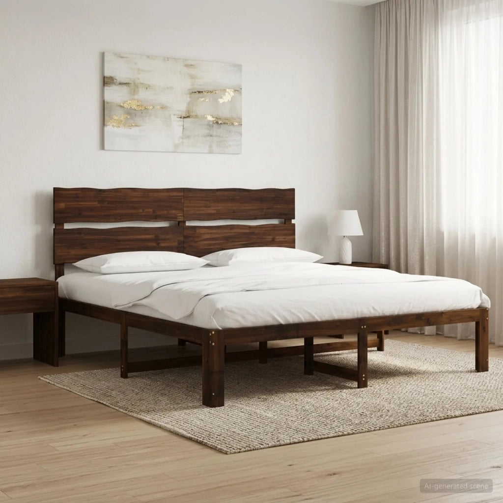 Letto matrimoniale con testiera ROSTOCK Marrone Scuro 3405494