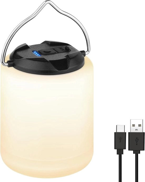 Lanterna LED Camping 200LM - 4 Modi di Illuminazione - Impermeabile - Lampada Portatile per Emergenza, Escursioni e Kit di Sopravvivenza - Nero