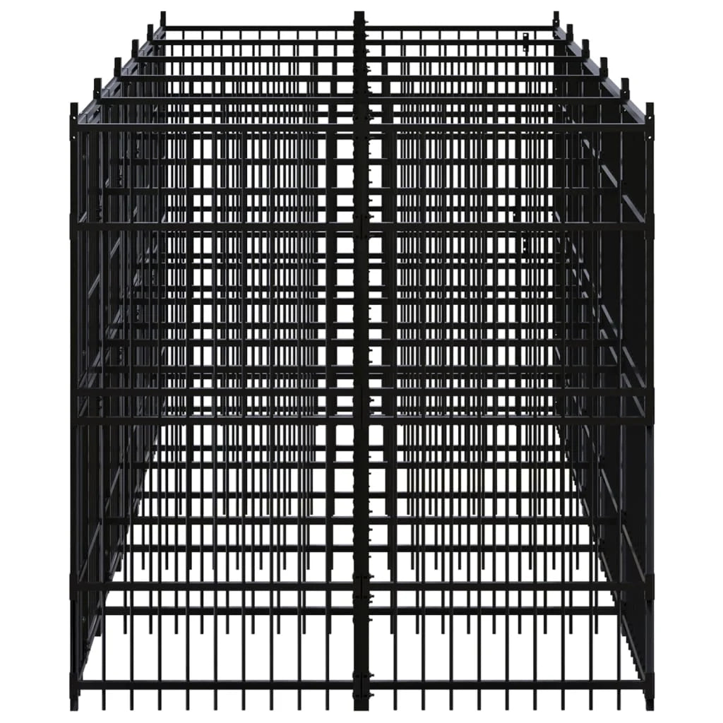Cuccia/gabbia/recinto/zaino per cani da esterno acciaio 9,22 m² nero 02_0041887