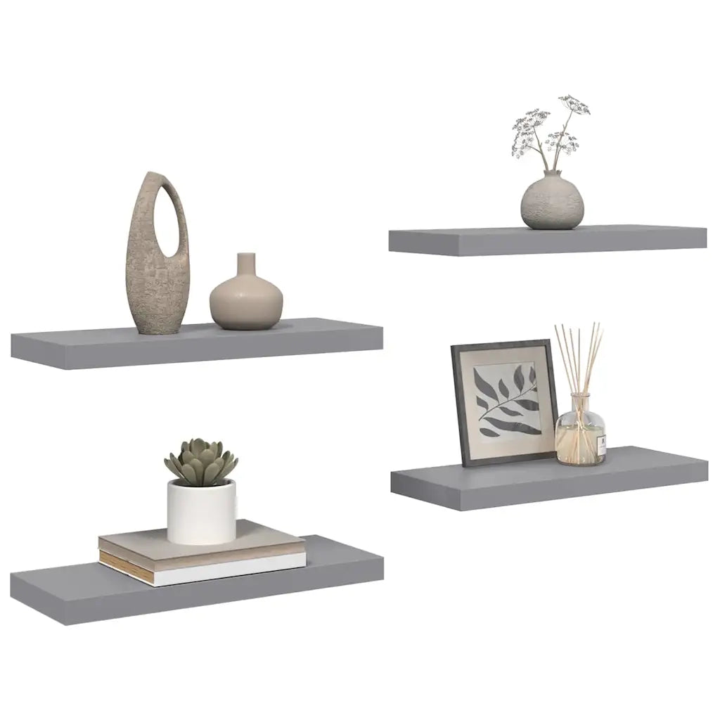Scaffali a Parete 4 pz Grigi 60x23,5x3,8 cm in MDF 323855