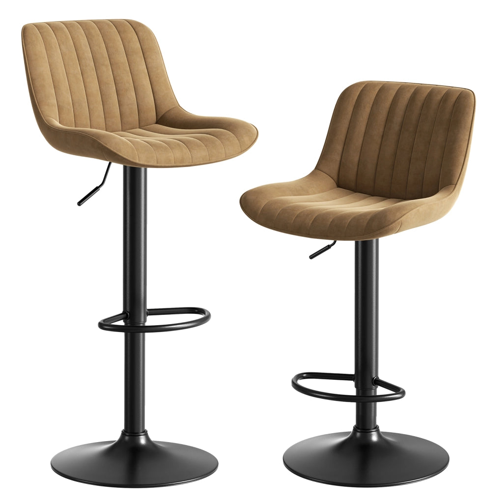 Sgabello da bar girevole in velluto con altezza regolabile e schienale ergonomico per cucina e bancone marrone