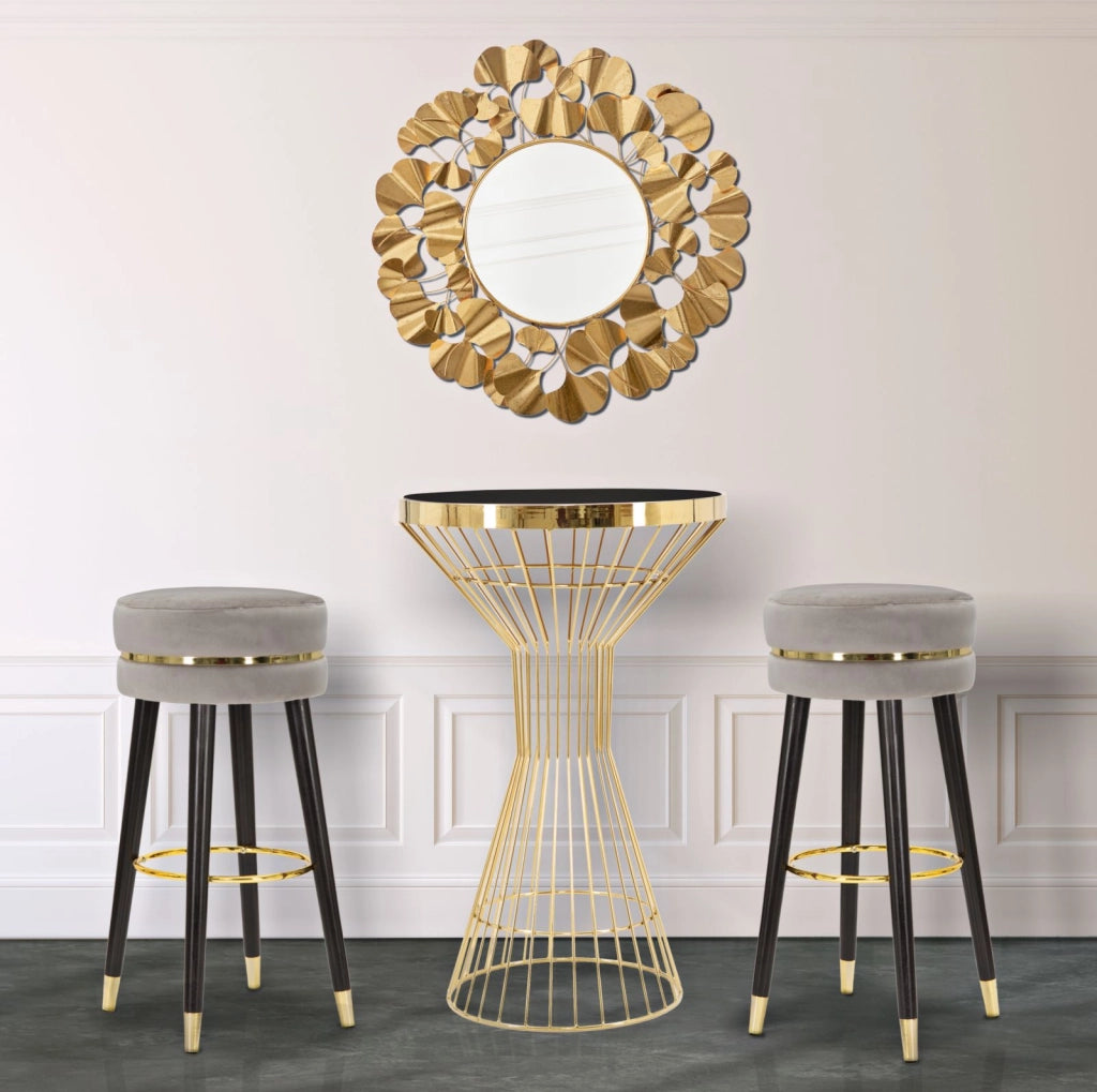 SGABELLO BAR PARIS GRIGIO/GOLD CM � 35X74
