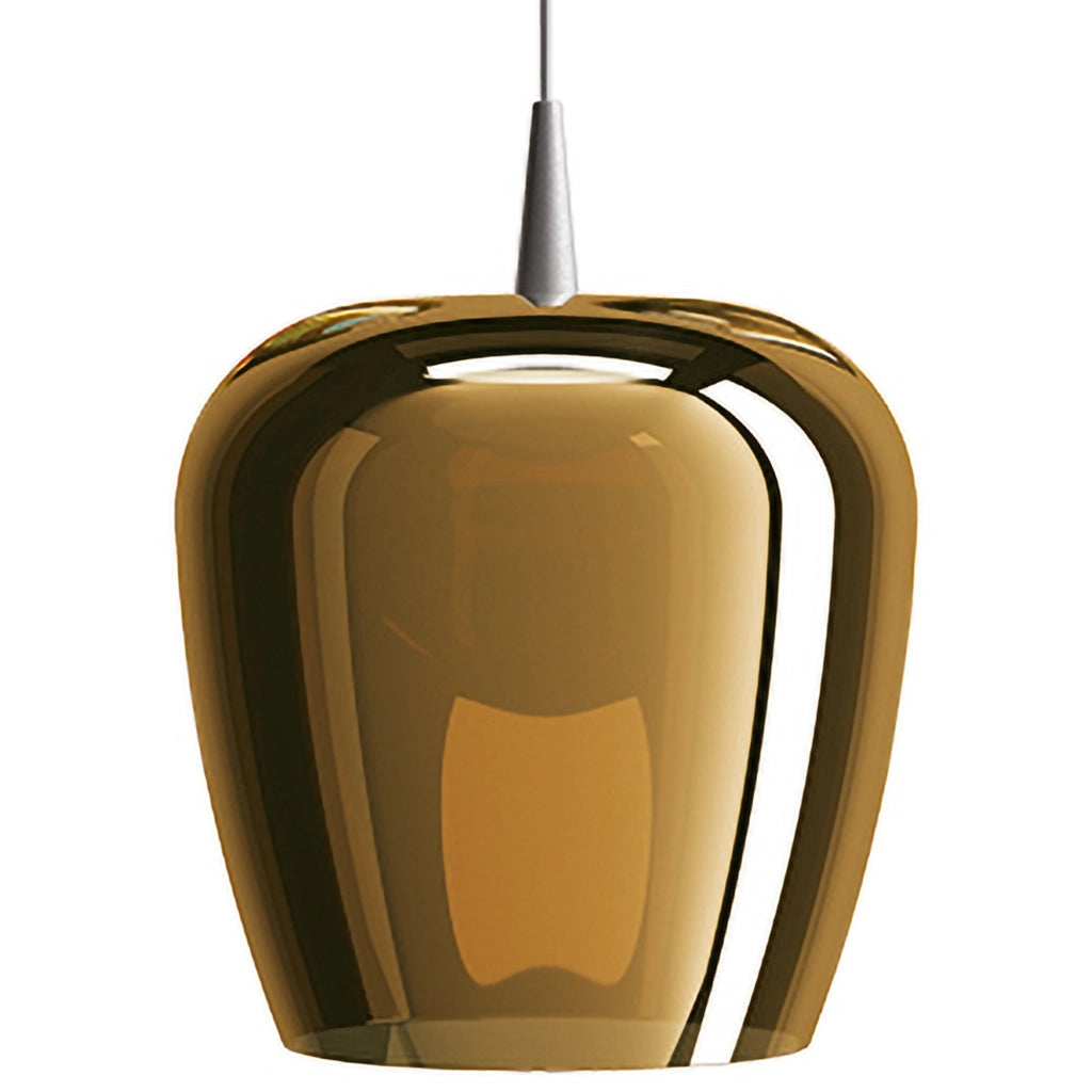 Zafferano Lampada a sospensione Bilia 230V LED 8W in alluminio e vetro borosilicato soffiato a bocca colore bronzo, design a campana alta 333 cm