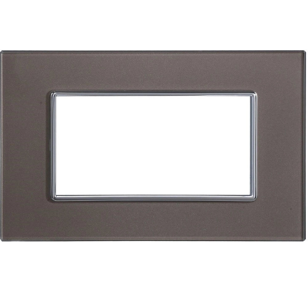 Trade Shop - Placca Cristal 3m 4m 6m Bronzo Effetto Vetro Compatibile Con Bticino Axolute -  -4 Fori     -