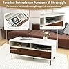 Tavolino da caffè con 2 Cassetti, Tavolino da Salotto Rettangolare in Legno, Tavolino Moderno Semplice per Soggiorno, Camera da Letto e Ufficio, Bianco