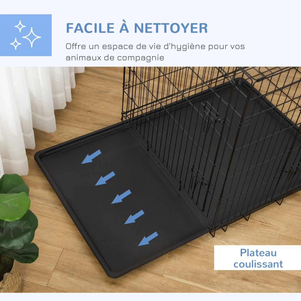 Gabbia Trasporto Cane Pieghevole ¨C Zephmum ¨C Nero Metallo 92x57x62.5 cm