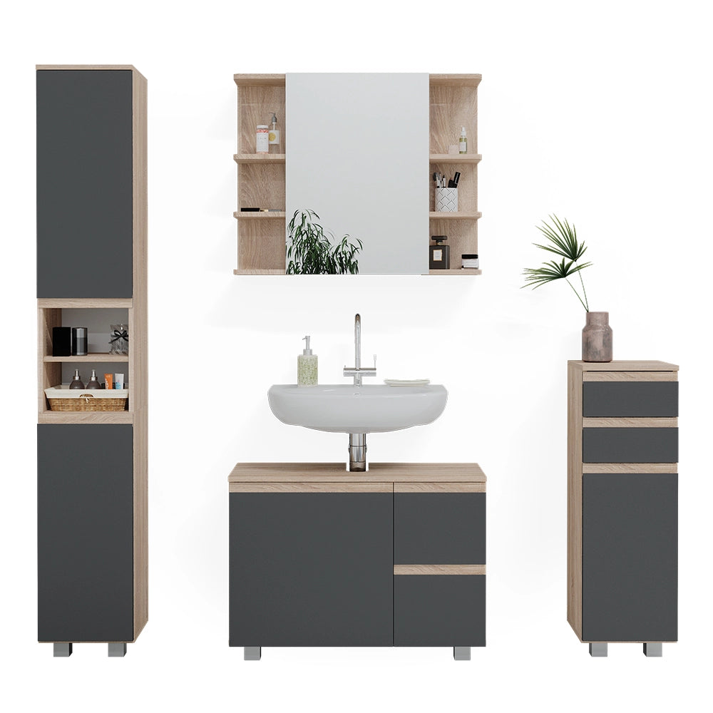 Vicco Set mobili bagno Sonoma 4 parti