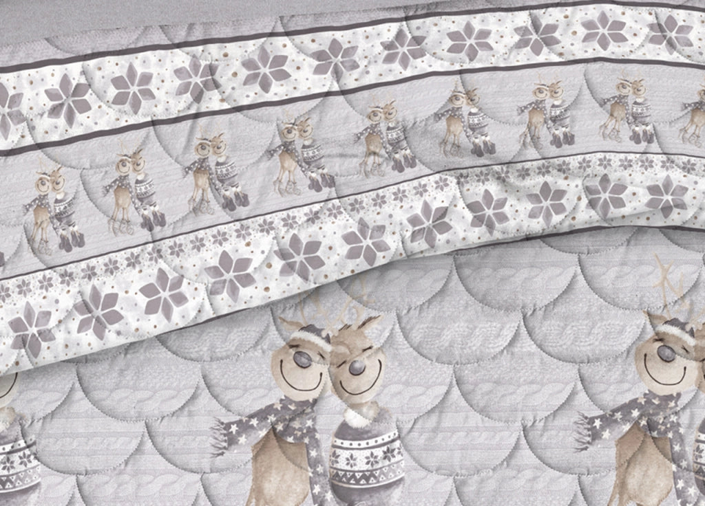 Trapunta Piumone Invernale Linea Pensieri Delicati Disegno Renna Grigio - Matrimoniale - Grigio