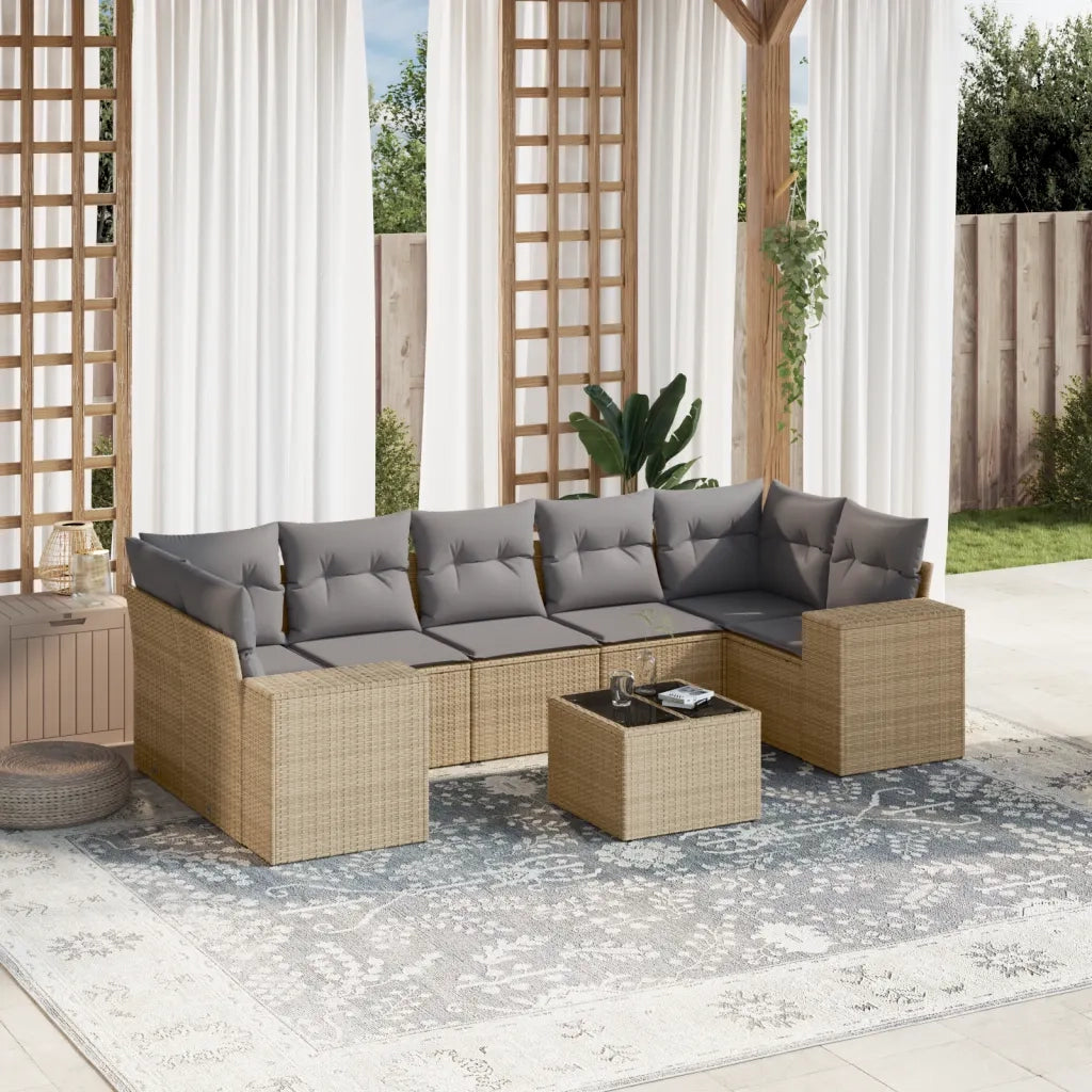 Set Divano da Giardino 8 pz con Cuscini Beige in Polyrattancod mxl 89783