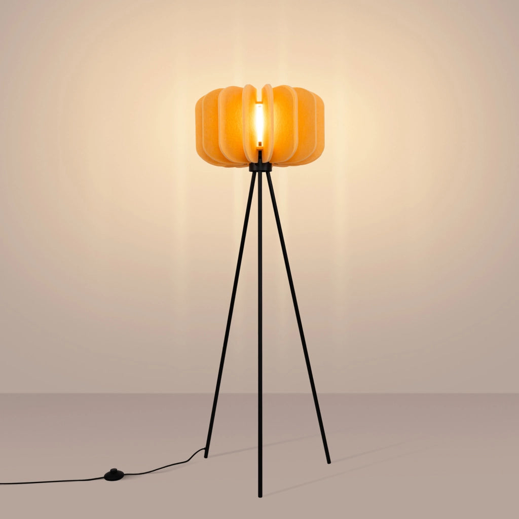 Lampada da terra treppiede BARDEO feltro gialla E27