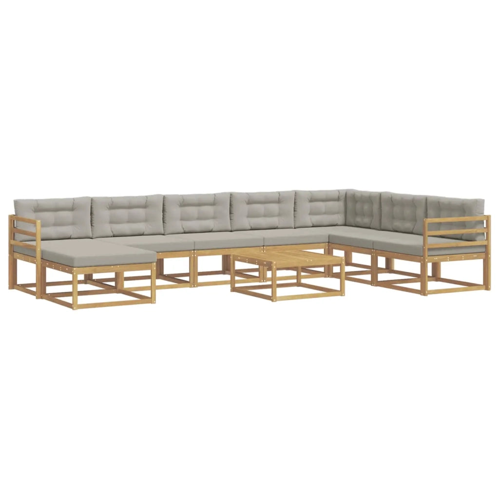 Set di divani da esterno 9 pz Bianco e Grigio Chiaro 3386885