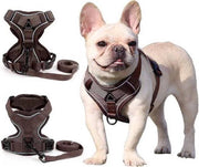 Gordino di sicurezza per passeggiate in mesh, senza tirare, per cani piccoli e medi, regolabile, riflettente, leggero e impermeabile (marrone, S)