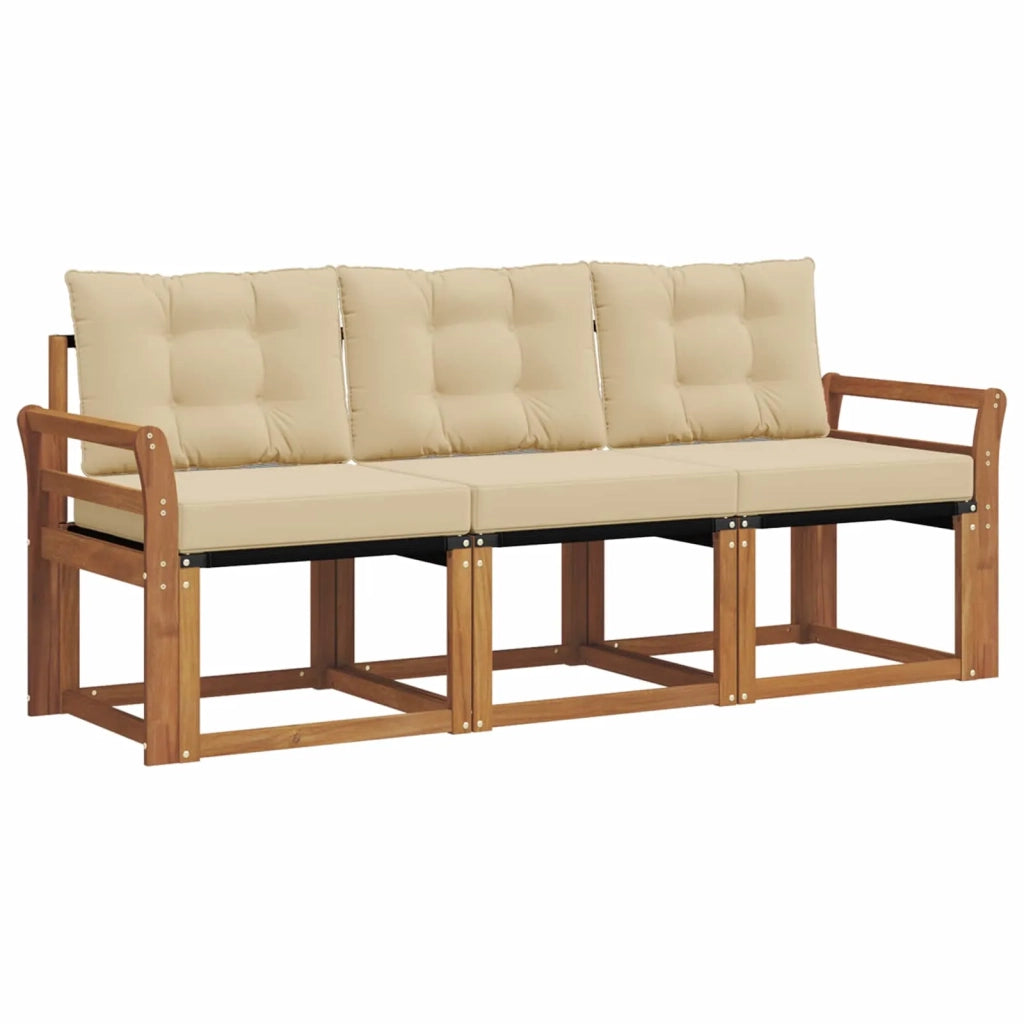 Set di divani da esterno con cuscino 3 pcs Naturale e Beige