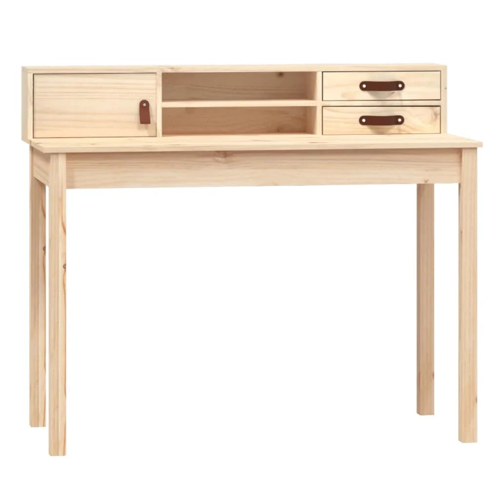 Scrivania tavolo postazione di lavoro mobile per computer studio 110 x 50 x 93 cm legno massello di pino marrone 02_0023370