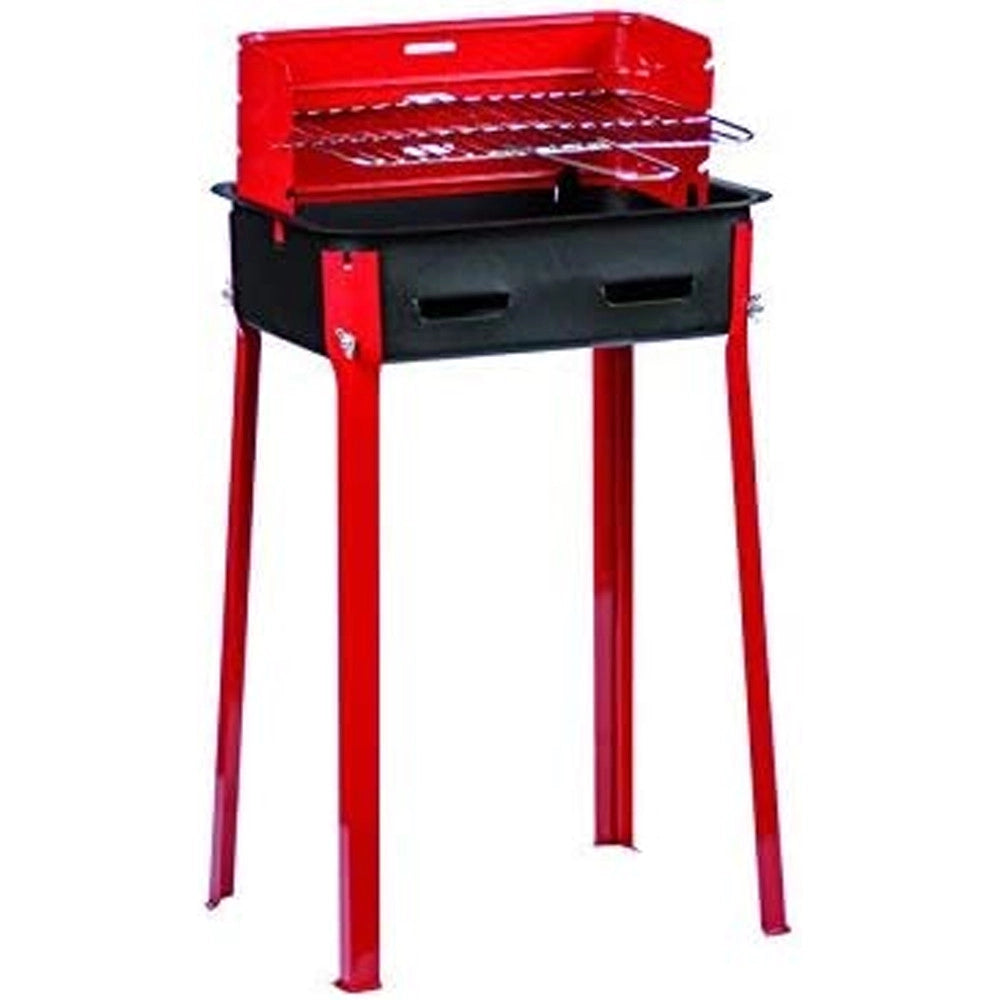 Trade Shop - Barbecue A Carbone Carbonella Bbq Grill Metallo Con Paravento Griglia 25x35cm -