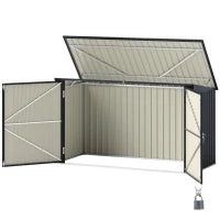 Copribidoni in Acciaio per 3 Cassonetti da 240L con 2 Porte e Coperchio, 233x105x118.5/133 cm, Grigio Scuro