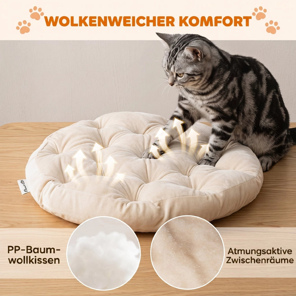 Letto per gatti in rattan con cuscino ¨C zephmum ¨C 50x50x25 cm marrone chiaro