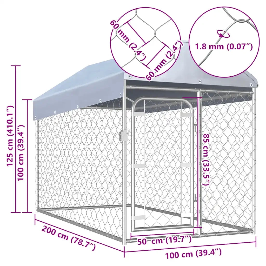 Canile da Esterno con Tetto 200x100x125 cm CFW8631207
