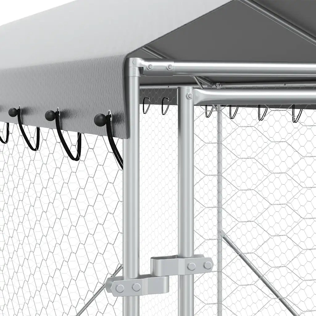 Cuccia Cani da Esterno Tetto Argento 2x6x2,5 m Acciaio Zincato 3190483