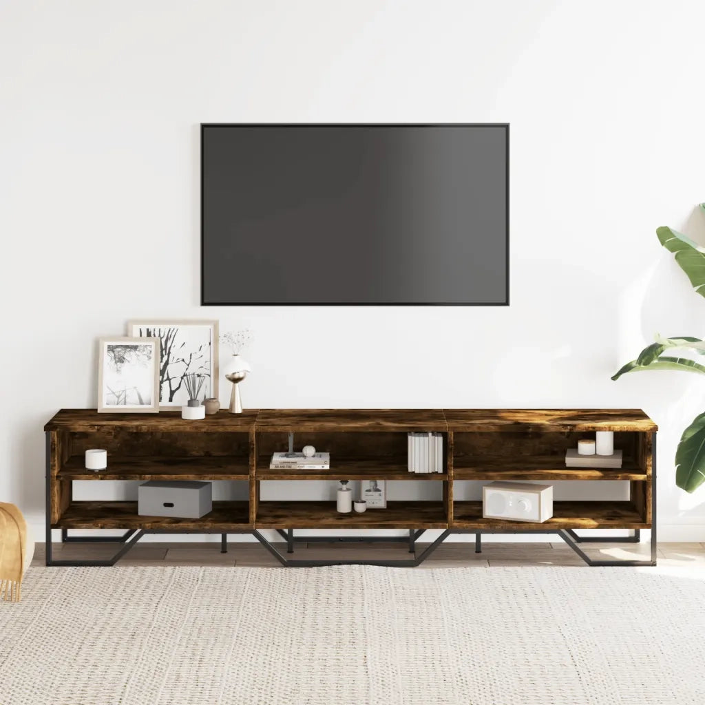 Mobile Porta TV Rovere Fumo 180x34x41 cm in Legno Multistrato 848576