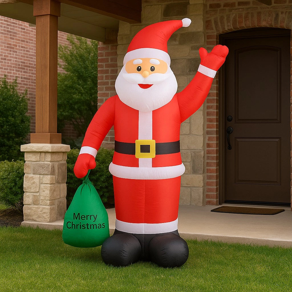 Gonfiabile Babbo Natale 180cm con LED per Esterno e Interno Natalizio Impermeabile