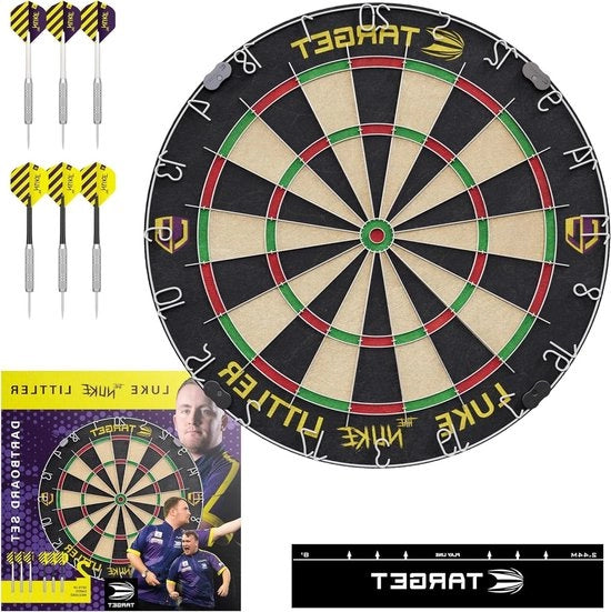 Set di Dartboard "The Nuke" Edizione del Giocatore | Con Dardi in Acciaio e Werplijn | Impostazione Professionale e Accessori