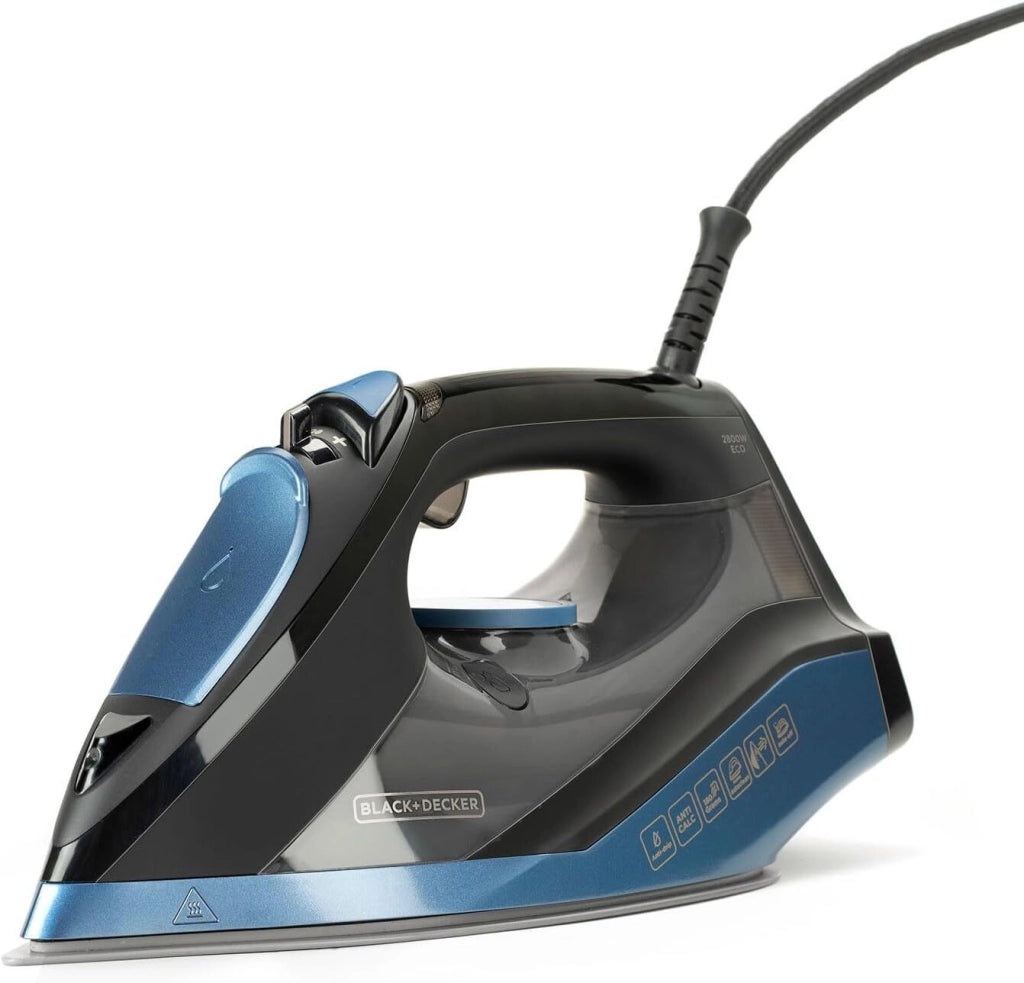Black & Decker BXIR2801E Ferro da stiro a secco e a vapore Ceramica 2800 W Nero, Blu