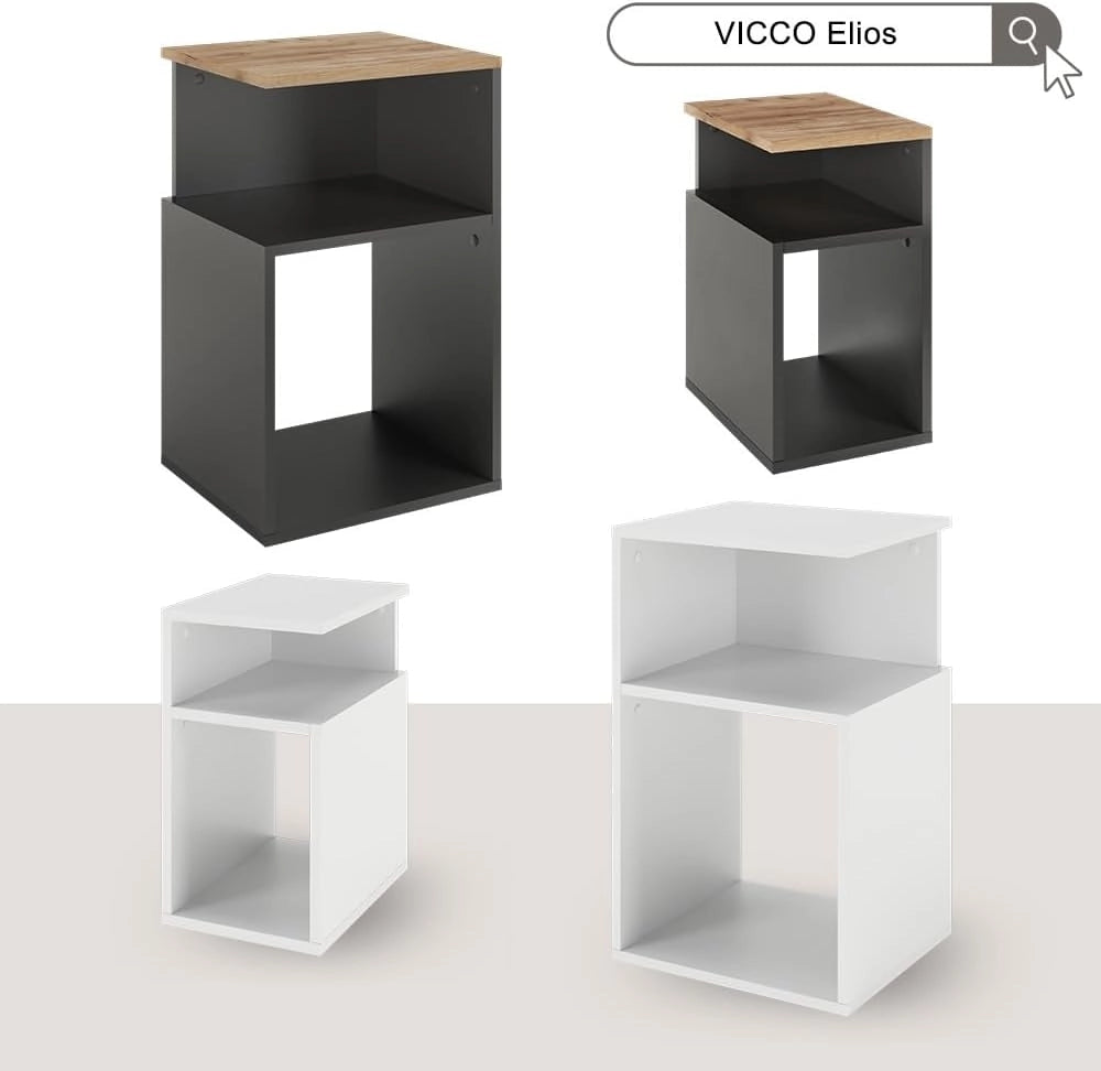 Comodino Elios, Bianco, Set di 2