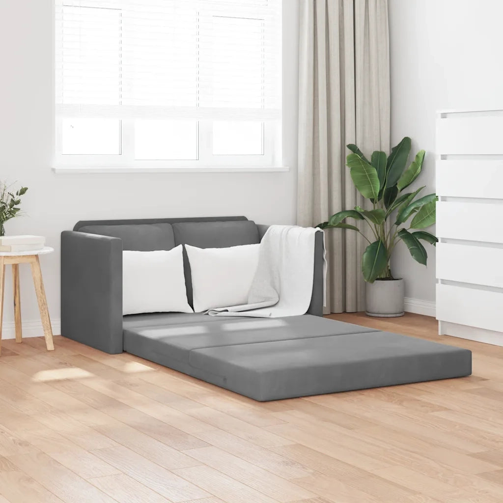 Divano Letto da Terra 2 in 1 Grigio Scuro 122x204x55 cm Velluto 353958