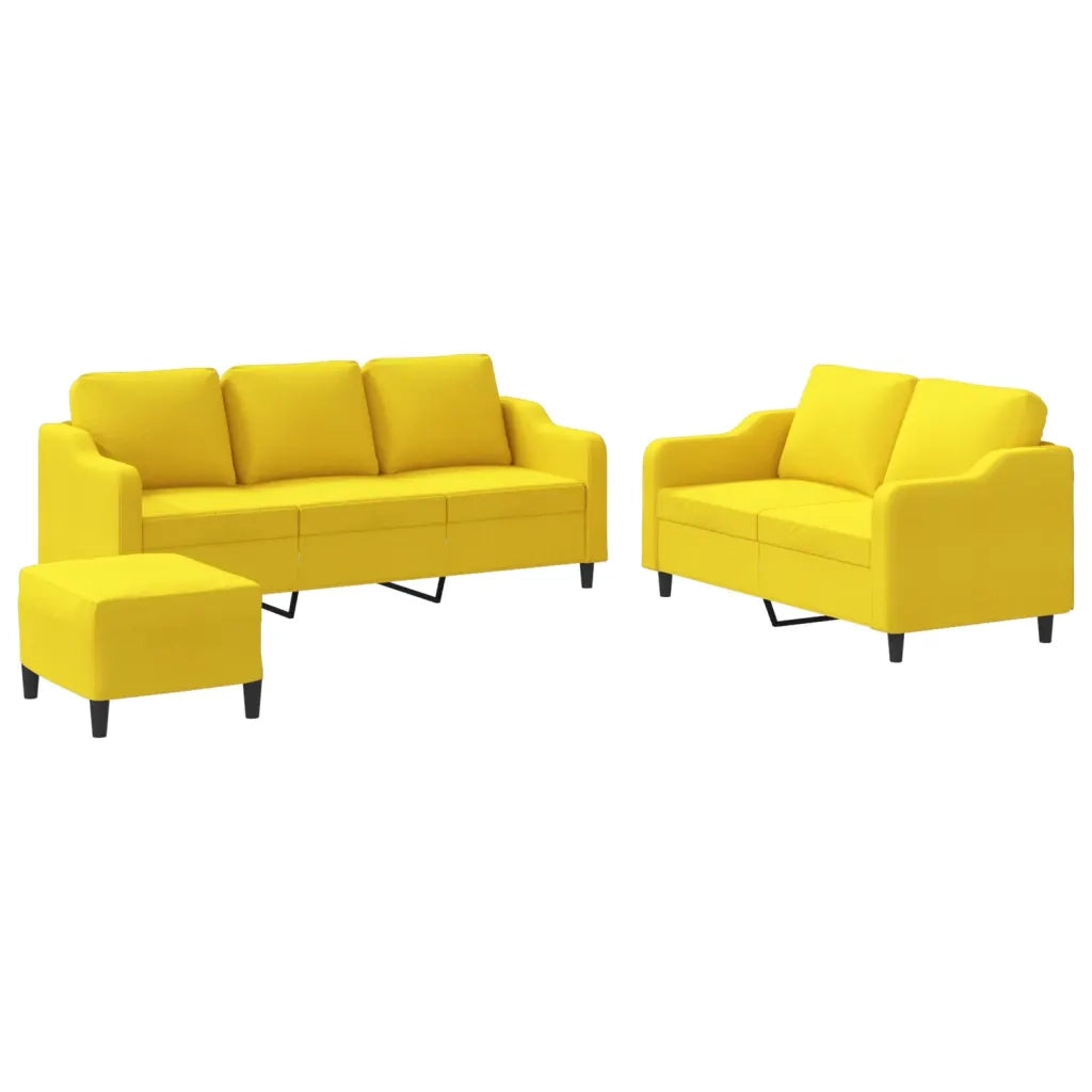 Set di Divani 3 pz con Cuscini Giallo Chiaro in Tessuto 3201847