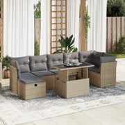 Set Divano da Giardino 8 pz con Cuscini Beige in Polyrattan 3327789
