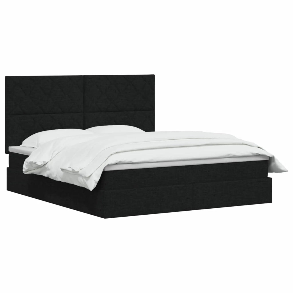 Letto con contenitore LED e materasso Nero 140 x 190 cm Tessuto 3460007