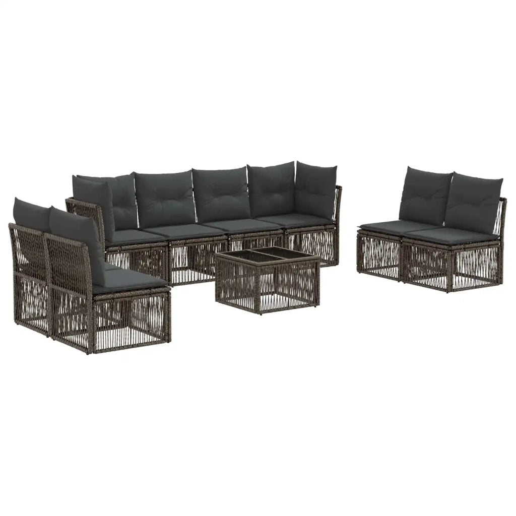Set Divano da Giardino 9 pcs Grigio polyrattan 3434174
